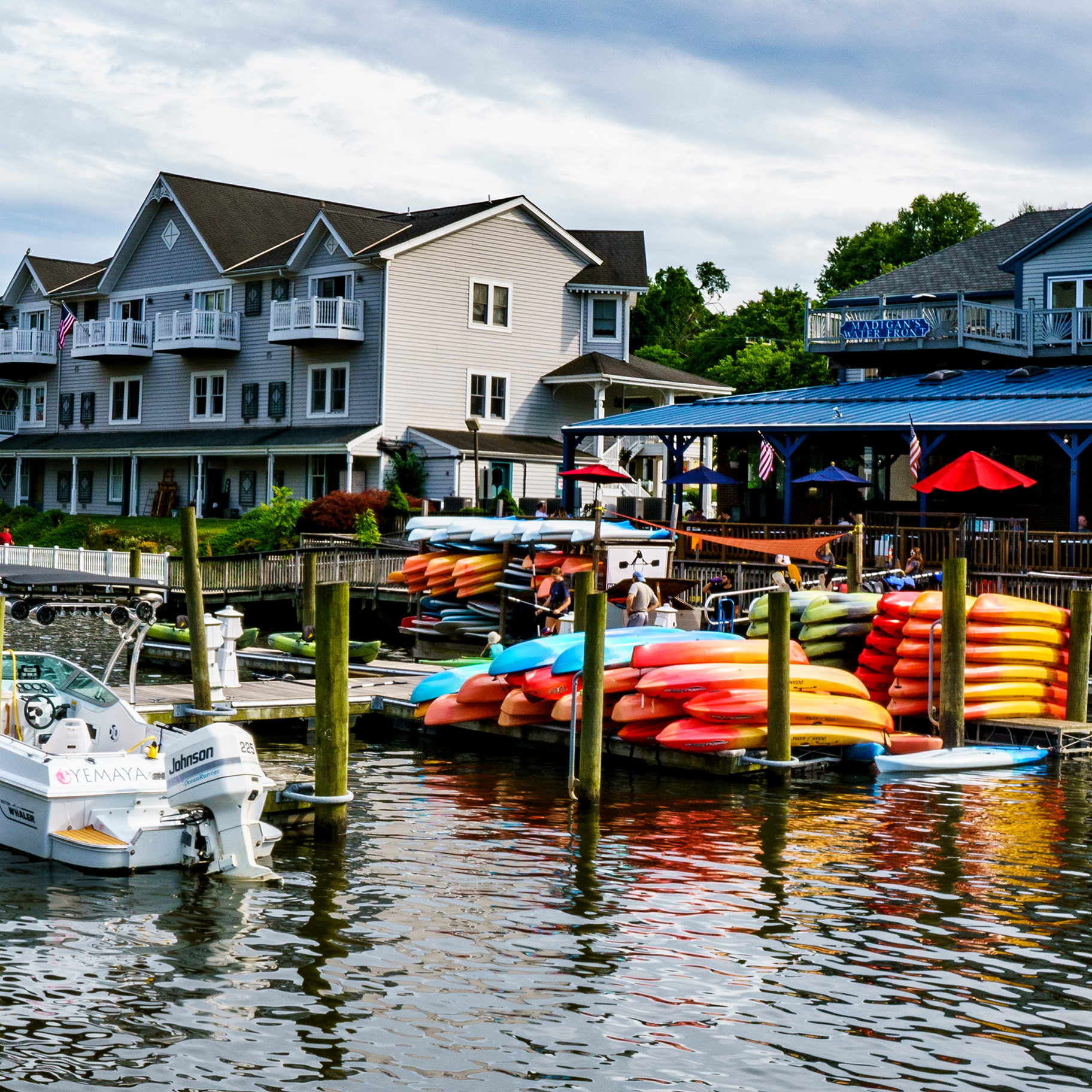 Kayaks on lake